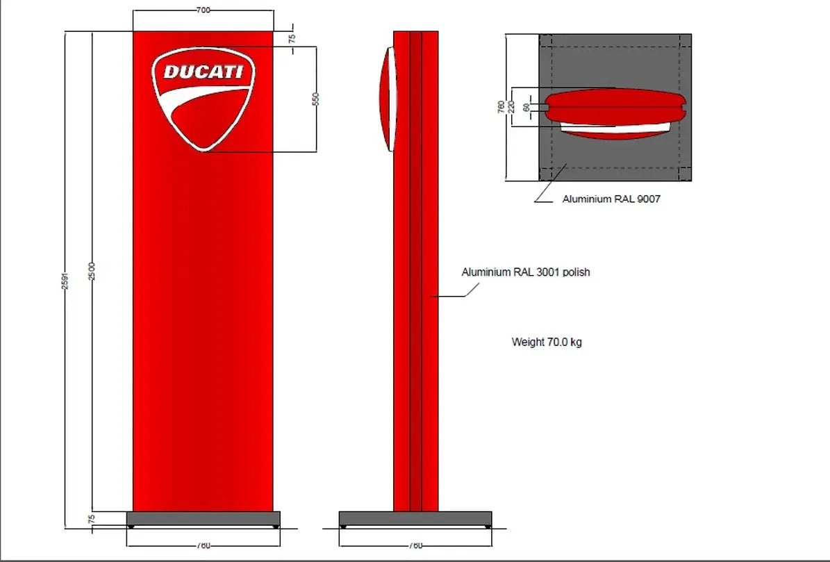 Ducati Dealer Sign - Authentic Illuminated Showroom Totem Sign