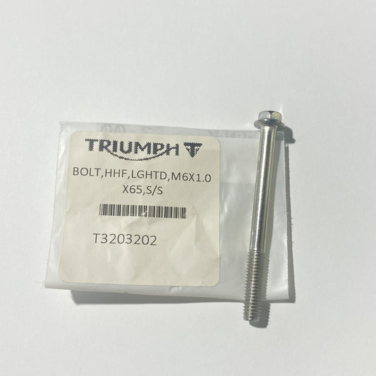 Triumph Bolt, HHF, Lghtd, M6 X 65, S/S Part Number: T3203202