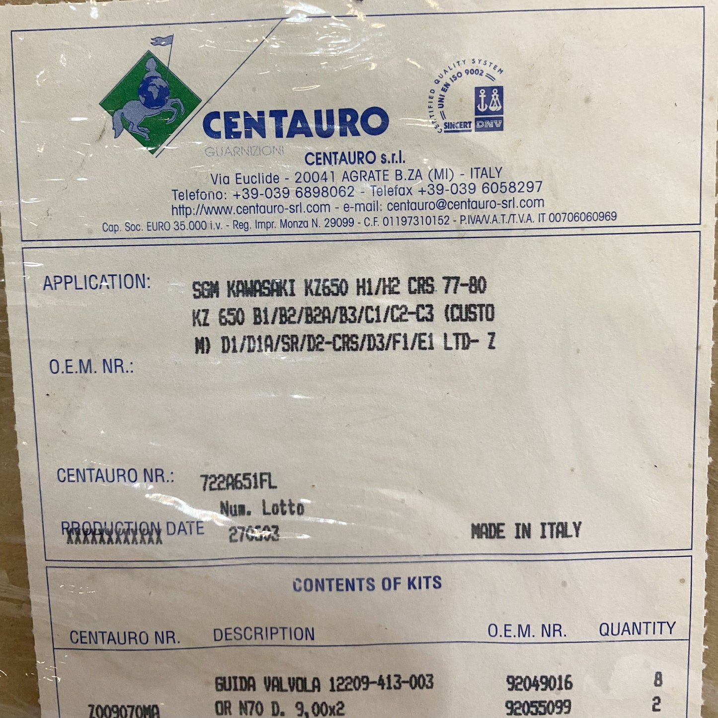 Centauro Complete Gasket Set Kawasaki KZ650 '77-'82