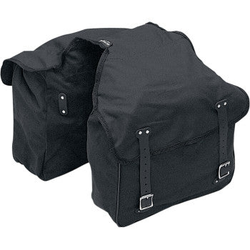 Drag Specialties Black Canvas Saddlebags W. Leather