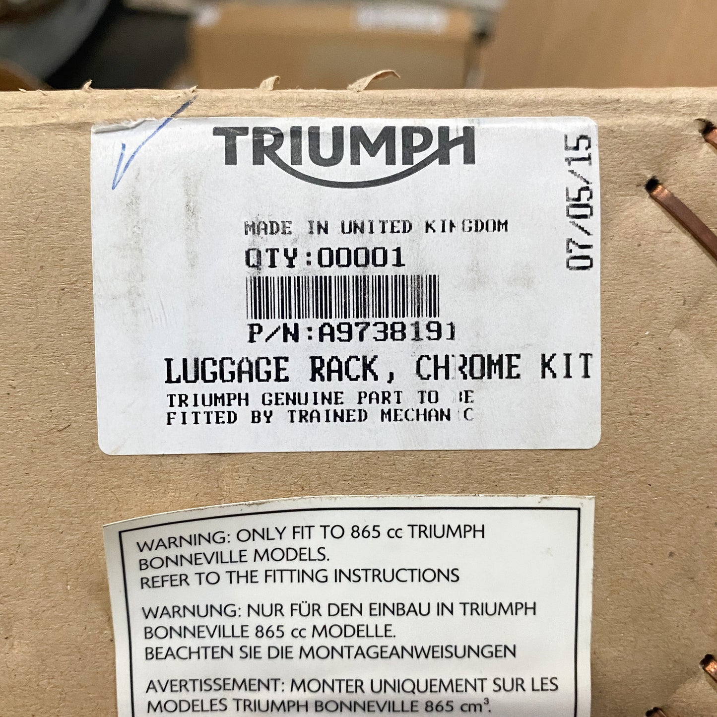Triumph Bonneville Chrome Luggage Rack Kit A9738191 NOS