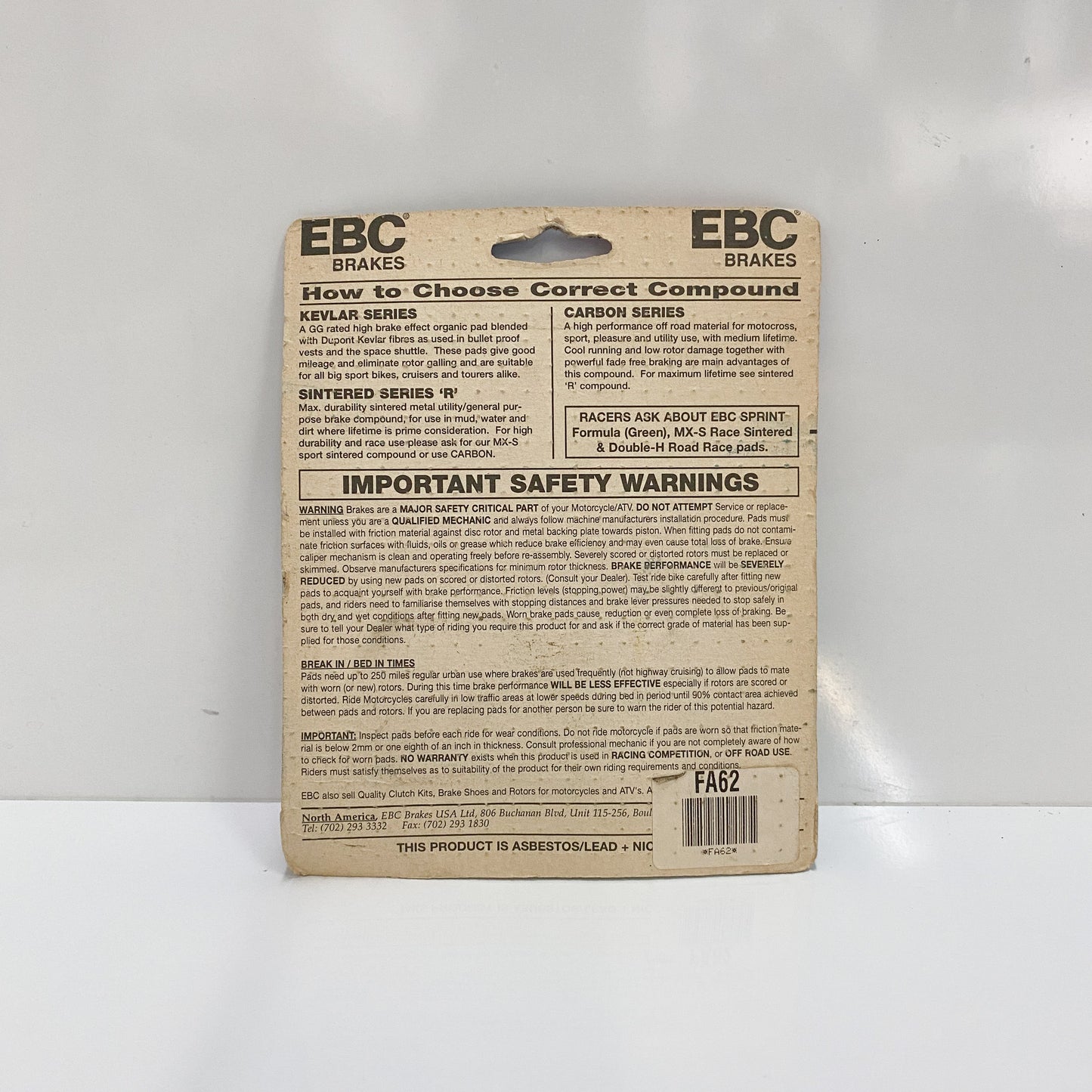 EBC FA62 Disc Brake Pad Set