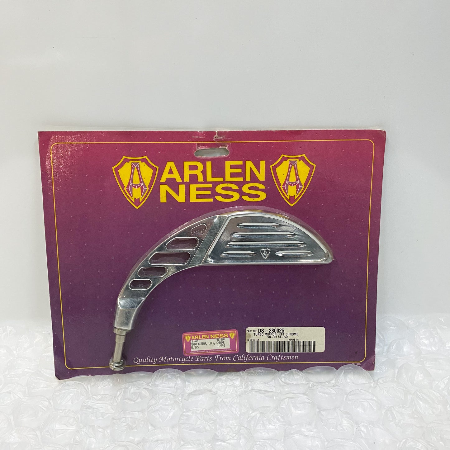 Arlen Ness Turbo Mirror Left Chrome 13-343