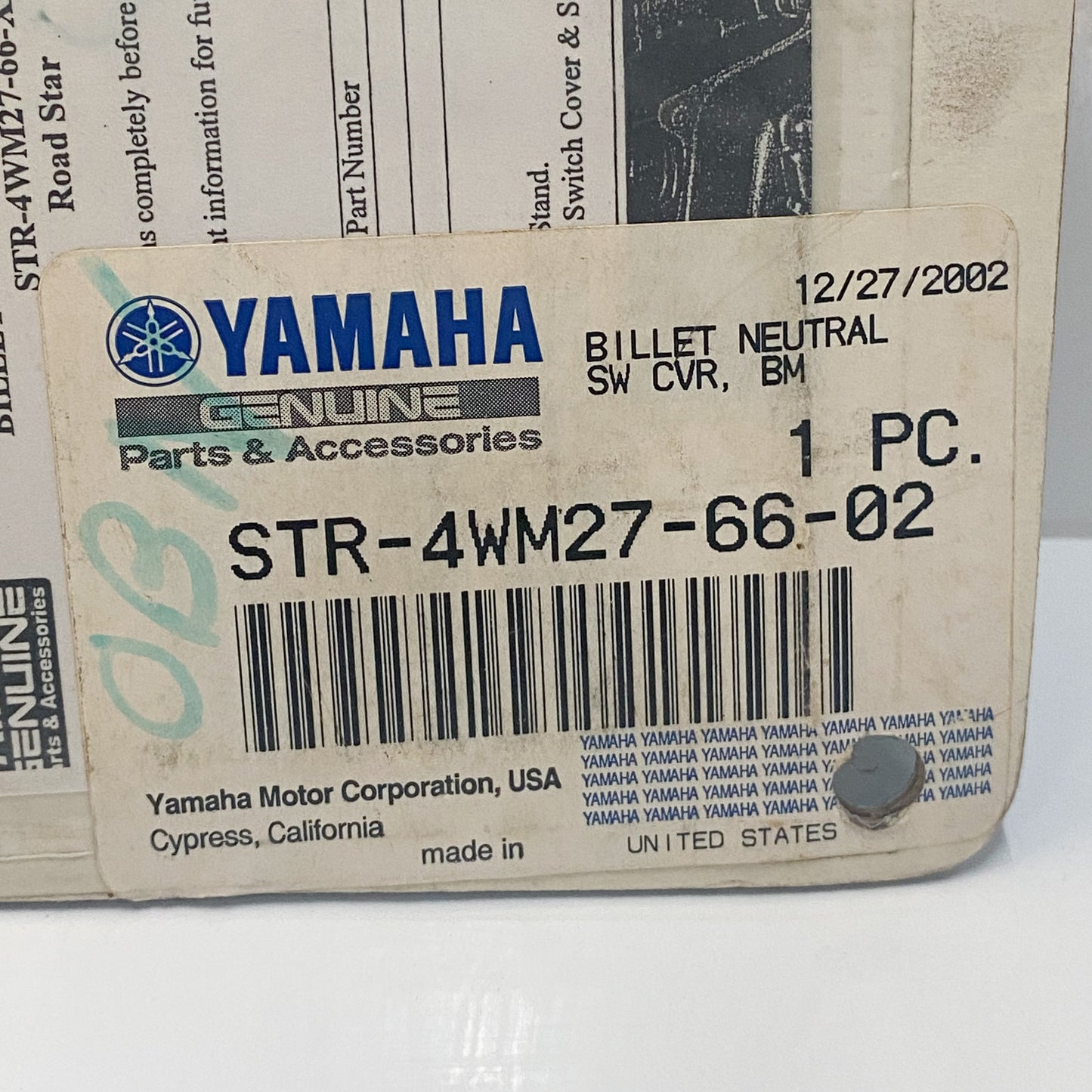 Yamaha Billet Neutral Switch Cover, Ball Milled STR-4WM27-66-02