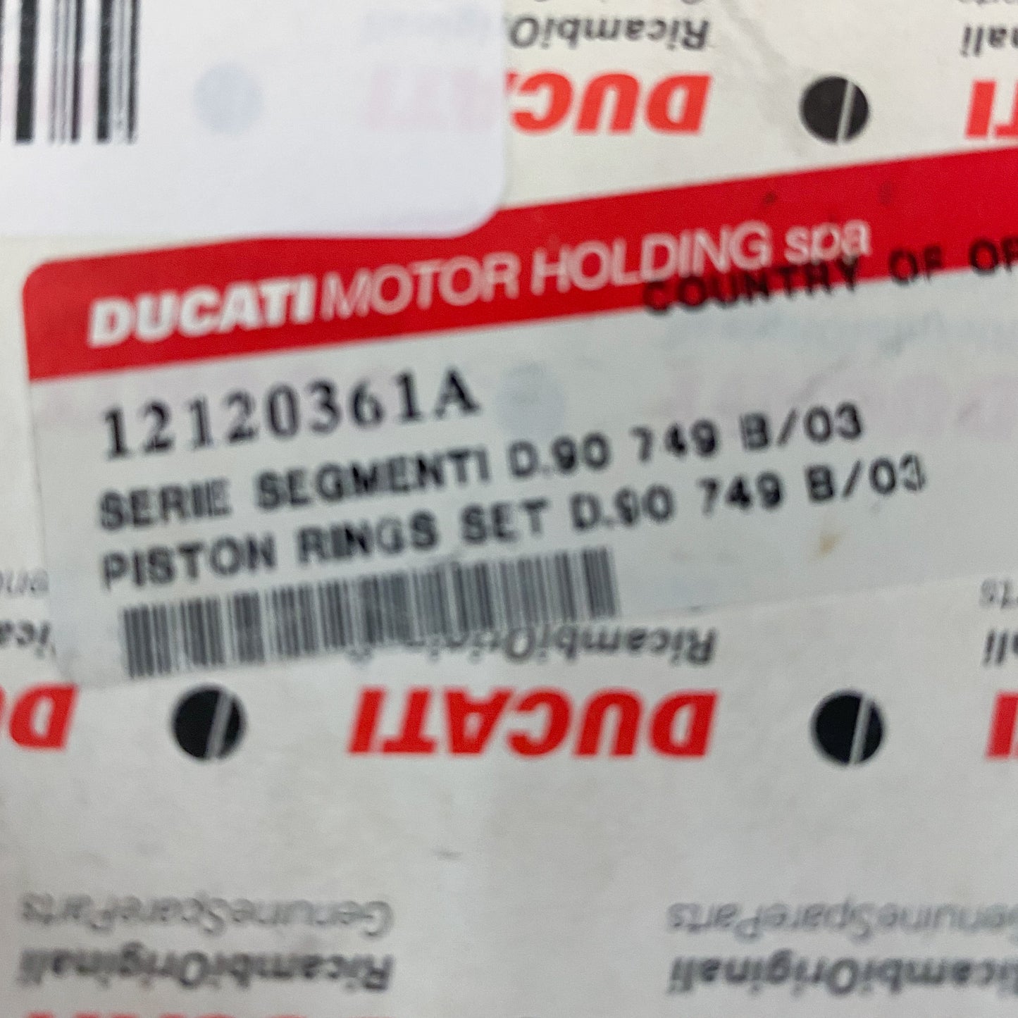 Ducati Piston Ring Set D.90 749 12120361A